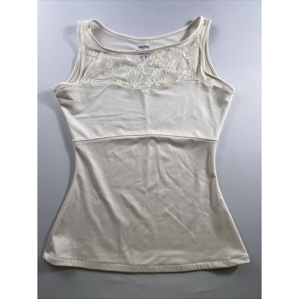 Spanx Hide & Sleek Bateau Tank Top Women's Large Sleeveless Lace Layering‎ Shirt